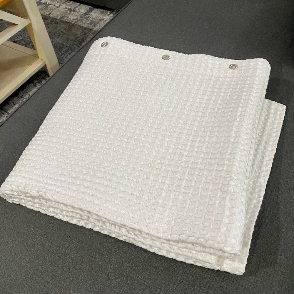 White Waffle Weave Shower Curtain